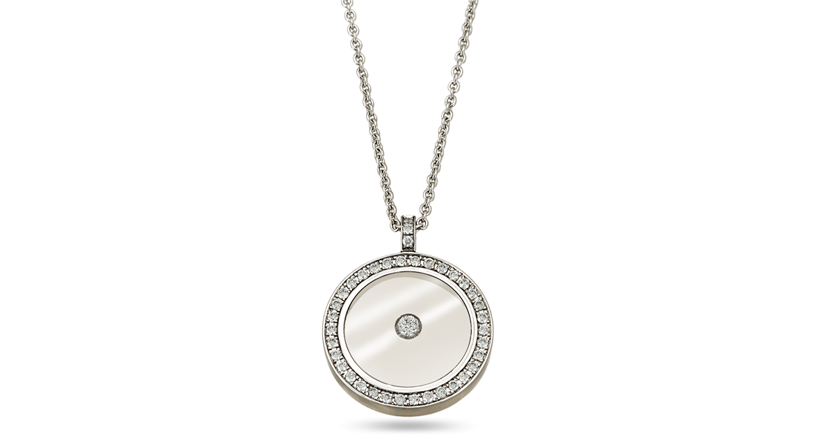 Transparent Enamel Diamond Necklace