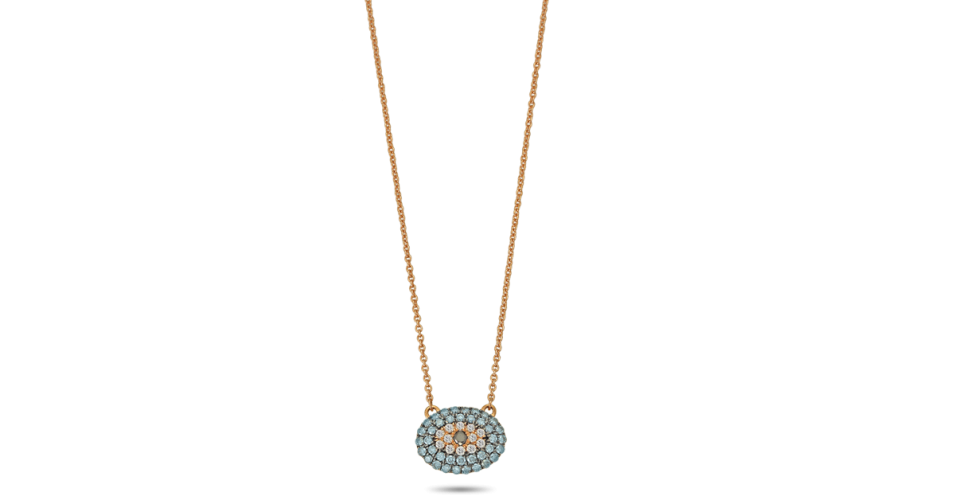 Blue And White Diamonds Evil Eye Necklace