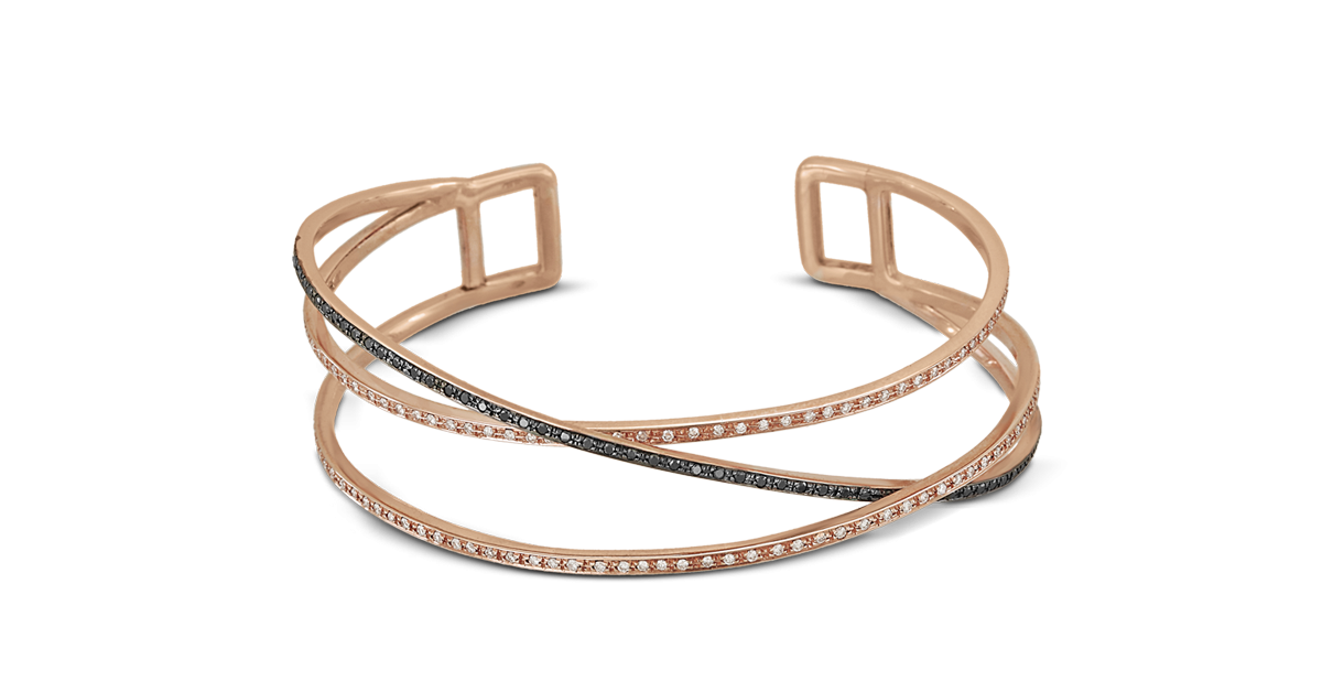 Rose Gold Bracelet with Black and Brown Diamonds