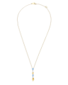"Azure" Gold, diamonds and aquamarine dainty long necklace